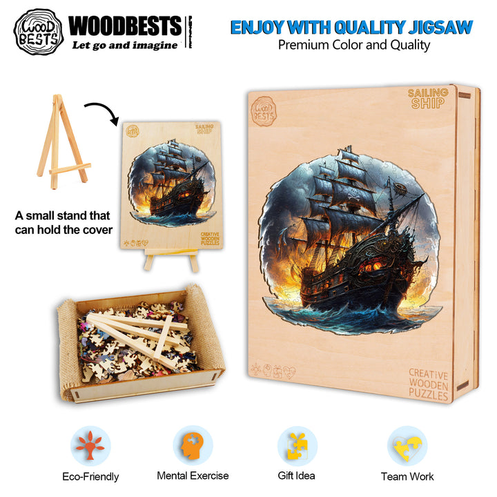 Sailing Ship Wooden Jigsaw Puzzle-Woodbests