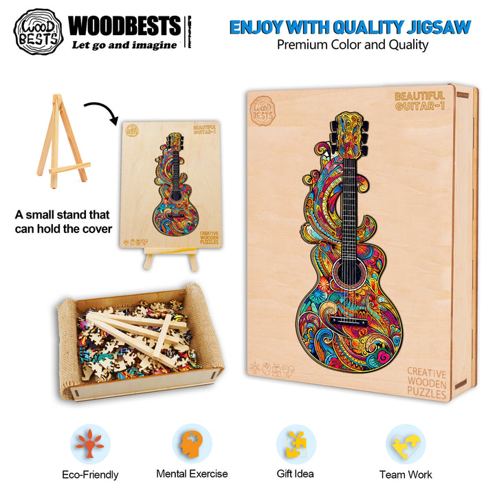 Beautiful Guitar-1 Wooden Jigsaw Puzzle-Woodbests