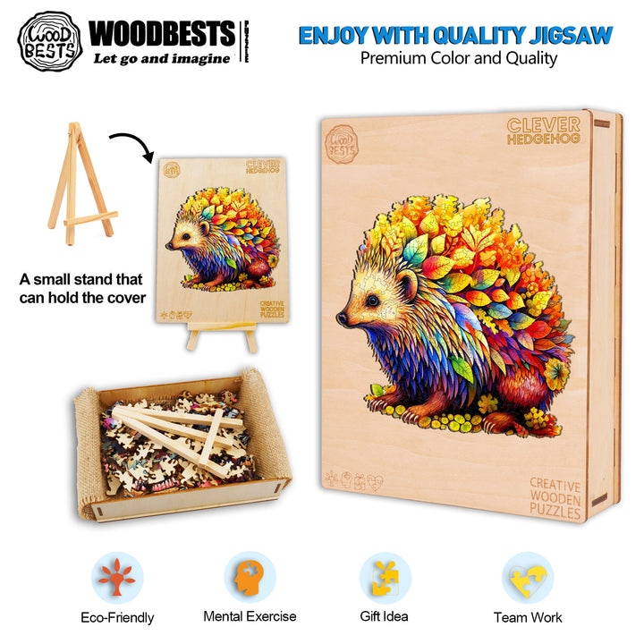 Clever Hedgehog Wooden Jigsaw Puzzle-Woodbests