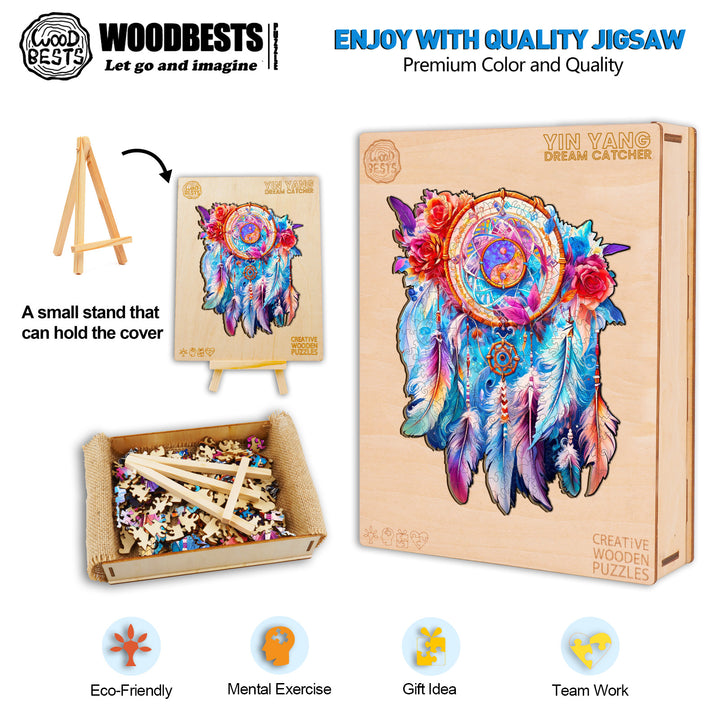 Yin Yang Dream Catcher Wooden Jigsaw Puzzle-Woodbests