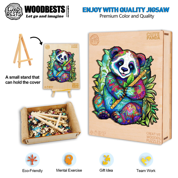 Cute Panda Wooden Jigsaw Puzzle-Woodbests
