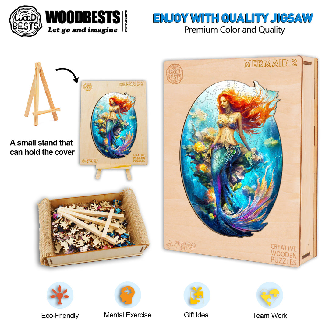 Mermaid 2 Wooden Jigsaw Puzzle-Woodbests