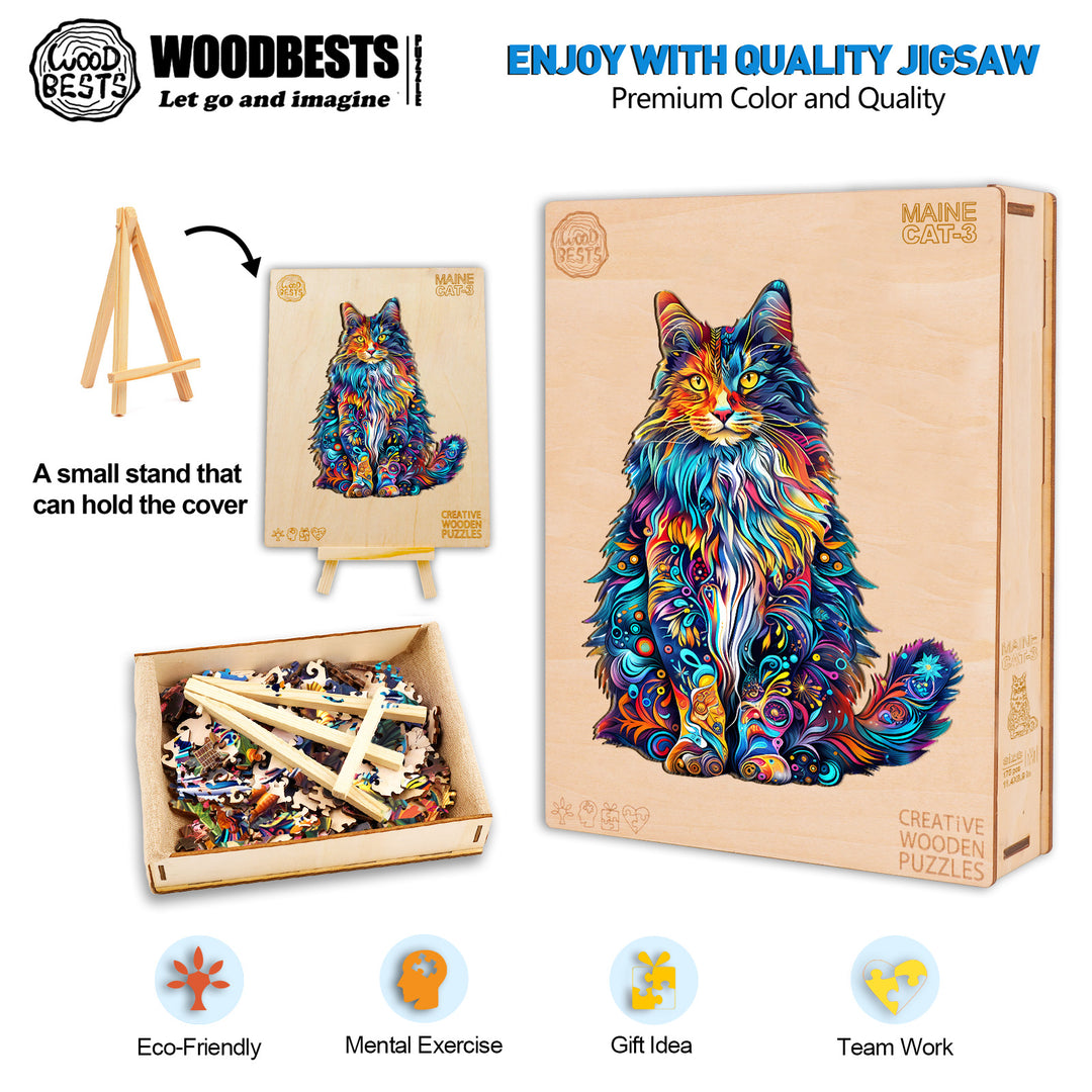 Maine Cat-3 Wooden Jigsaw Puzzle