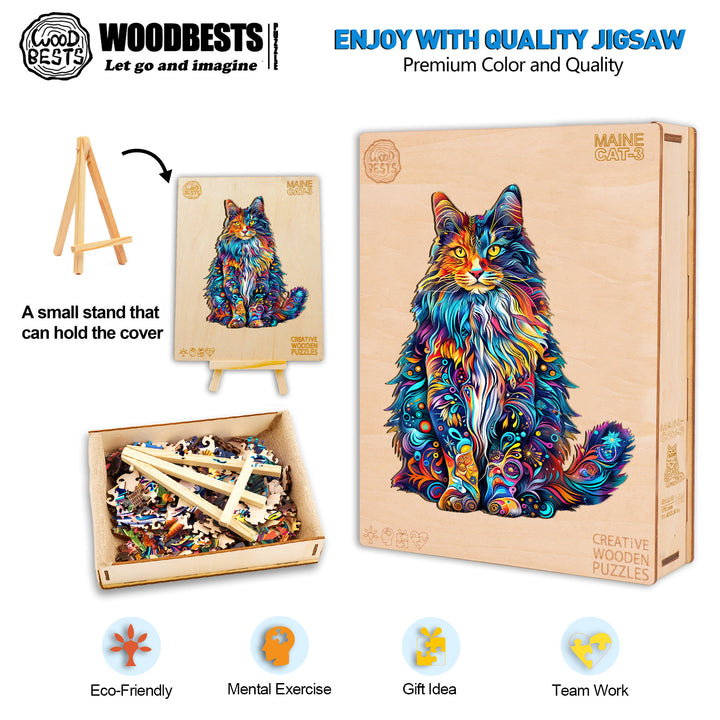 Maine Cat-3 Wooden Jigsaw Puzzle