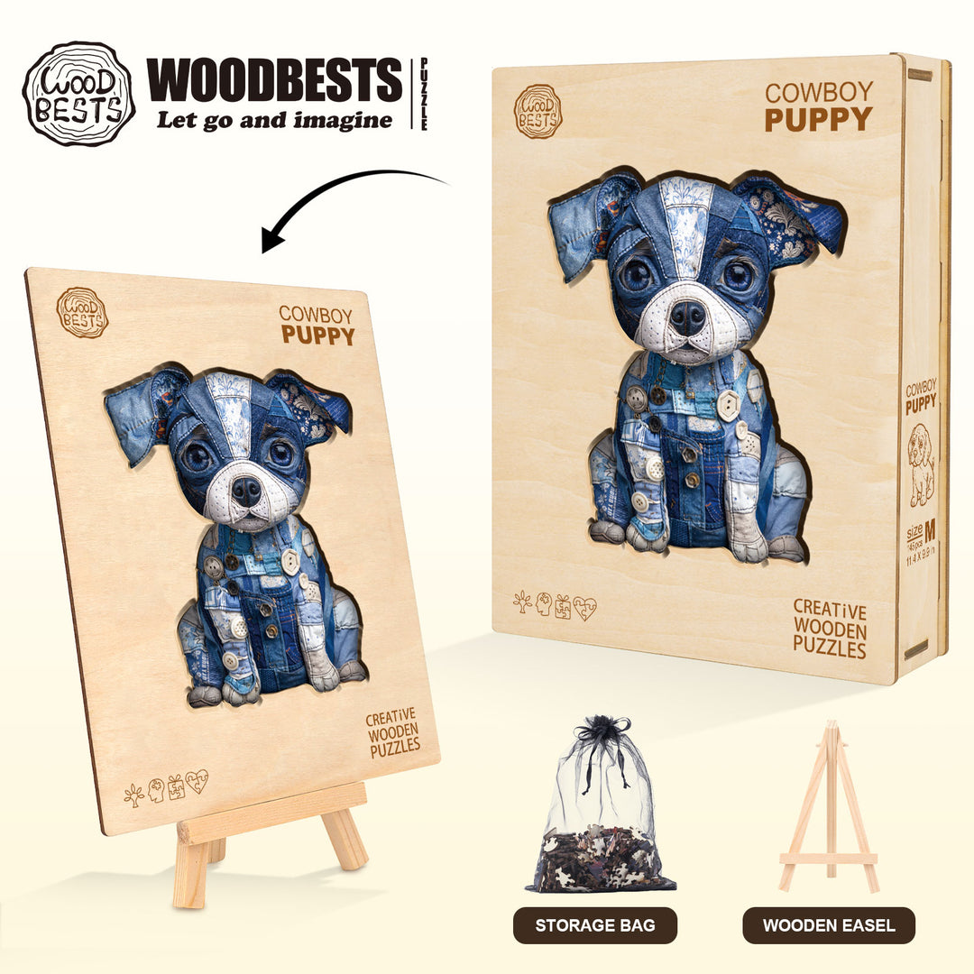 Cowboy Puppy Wooden Jigsaw Puzzle