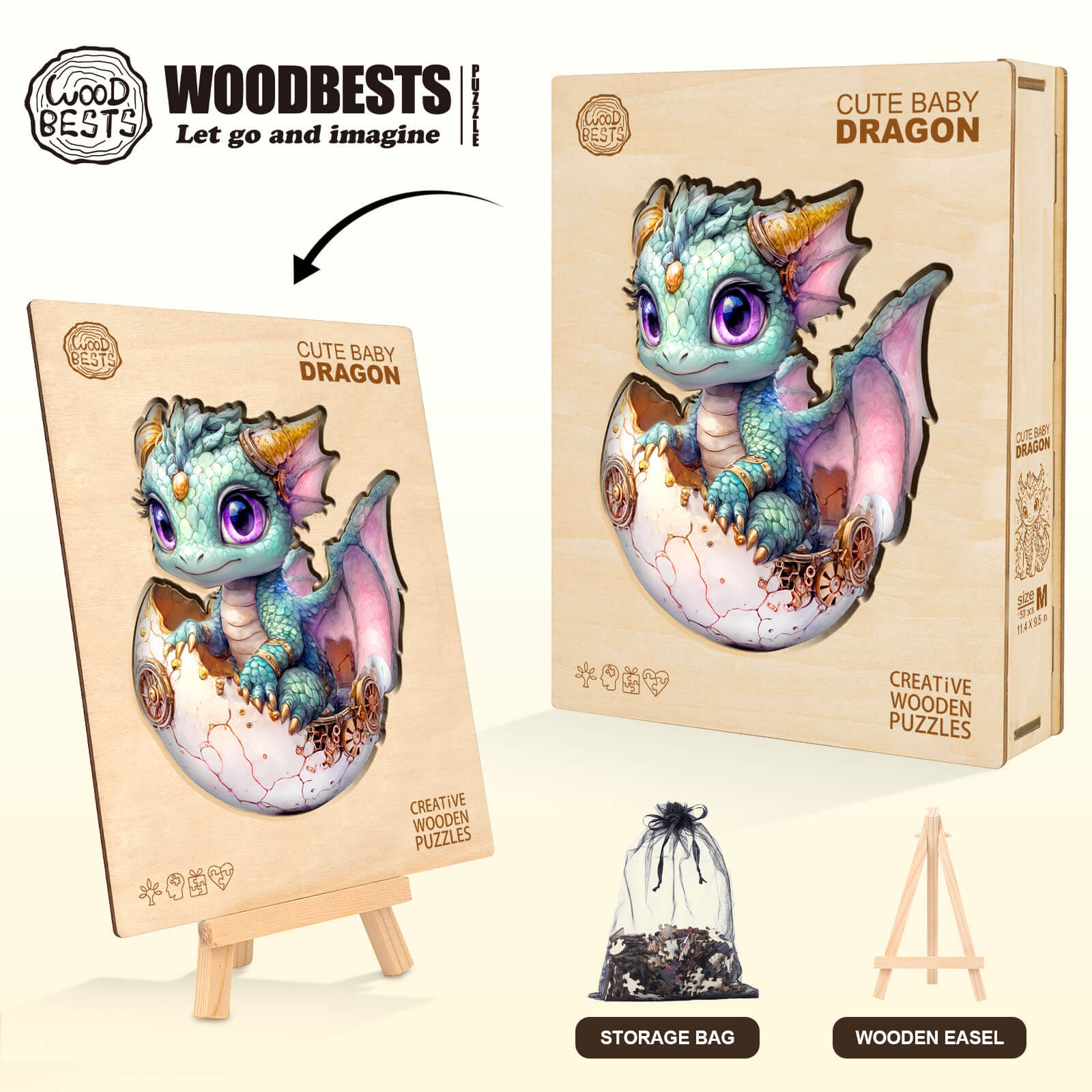 Niedliches Baby-Drachen-Holzpuzzle