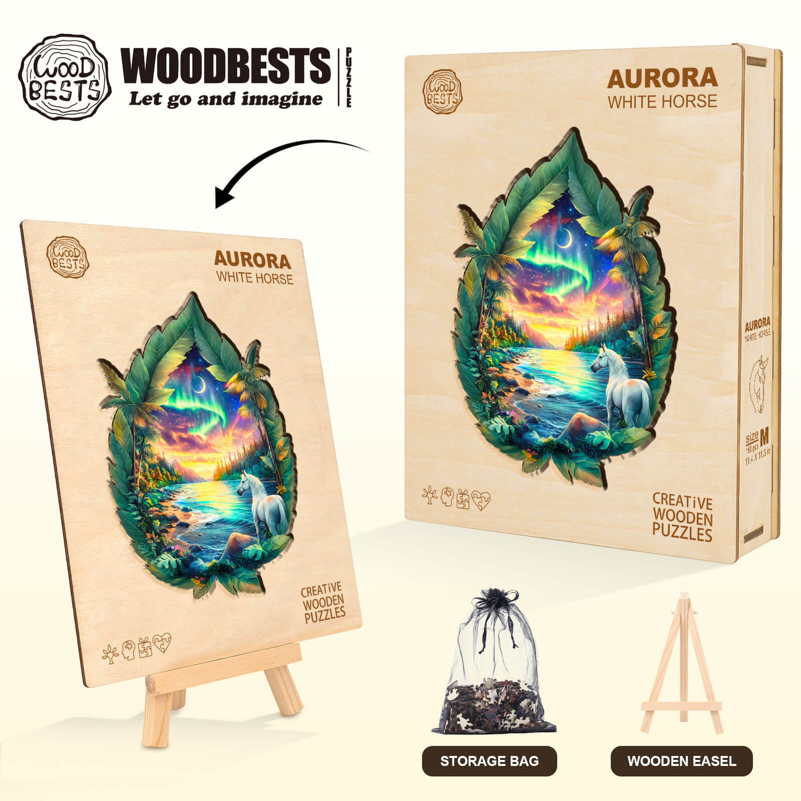 Aurora Weißes Pferd Holzpuzzle