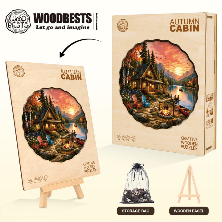 Autumn Cabin  Wooden Jigsaw Puzzle