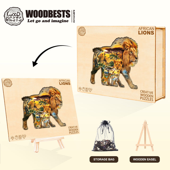 African lions Wooden Jigsaw Puzzle
