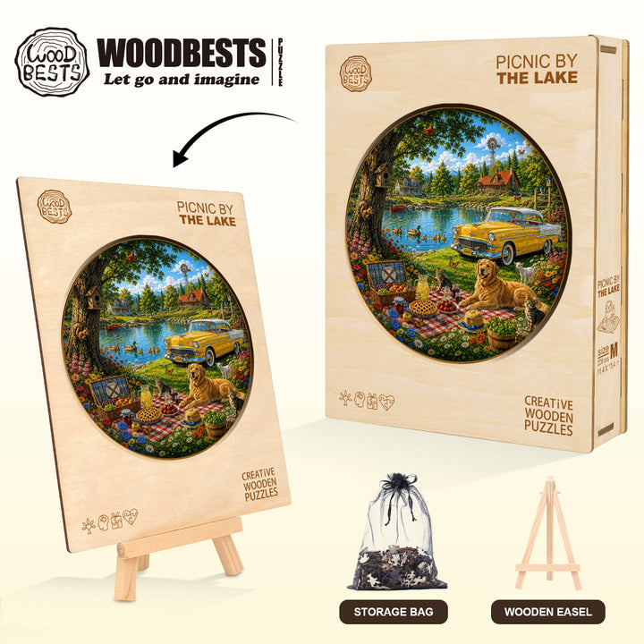 Picnic by the Lake Wooden Jigsaw Puzzle