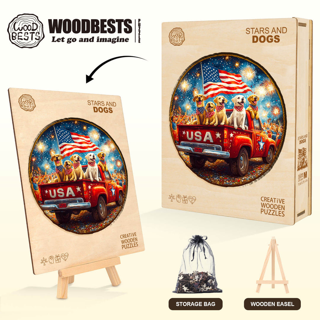 Stars and Dogs Wooden Jigsaw Puzzle
