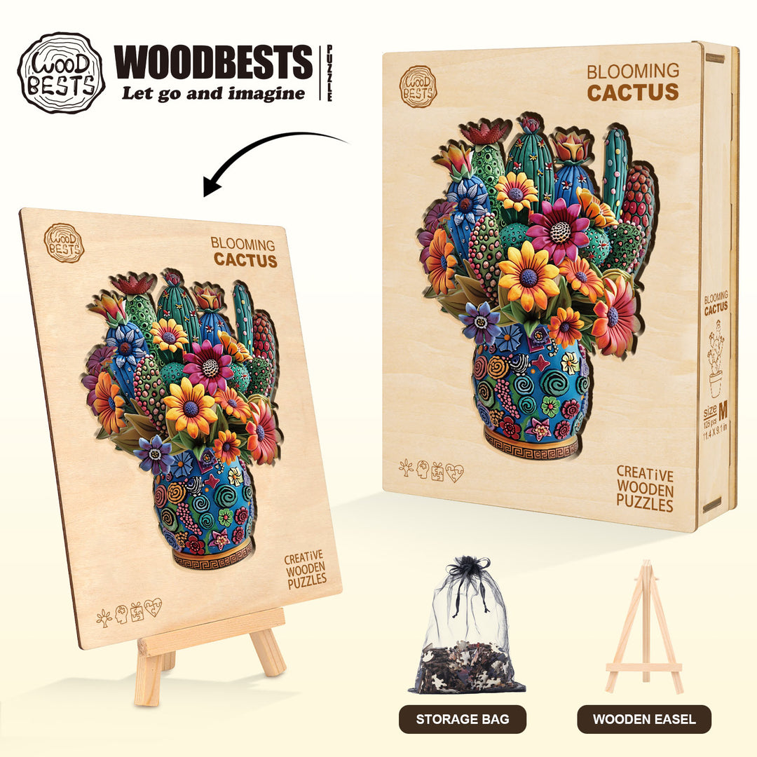 Blooming cactus Wooden Jigsaw Puzzle