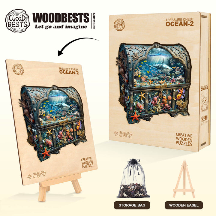 3D Treasure Chest Ocean-2 Wooden Jigsaw Puzzle