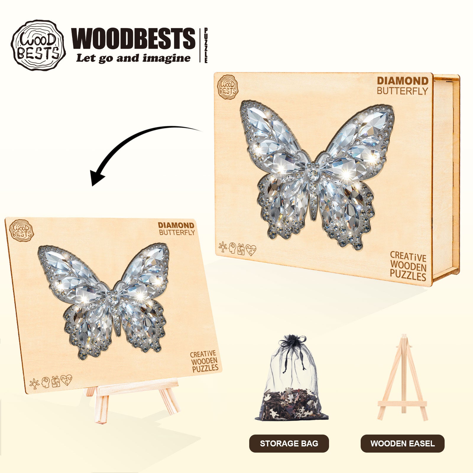 Diamond Butterfly Wooden Jigsaw Puzzle