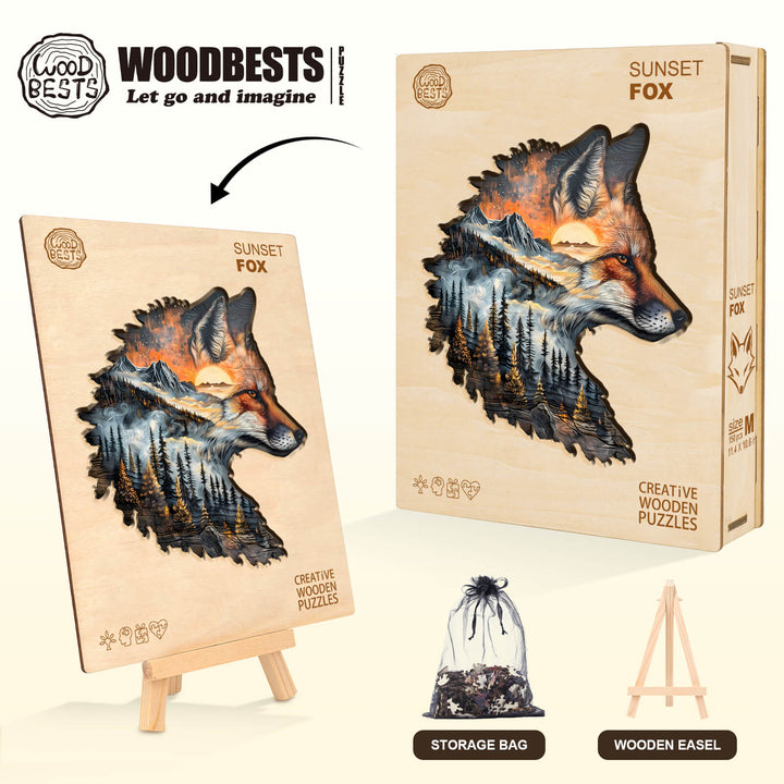 Sunset Fox Wooden Jigsaw Puzzle