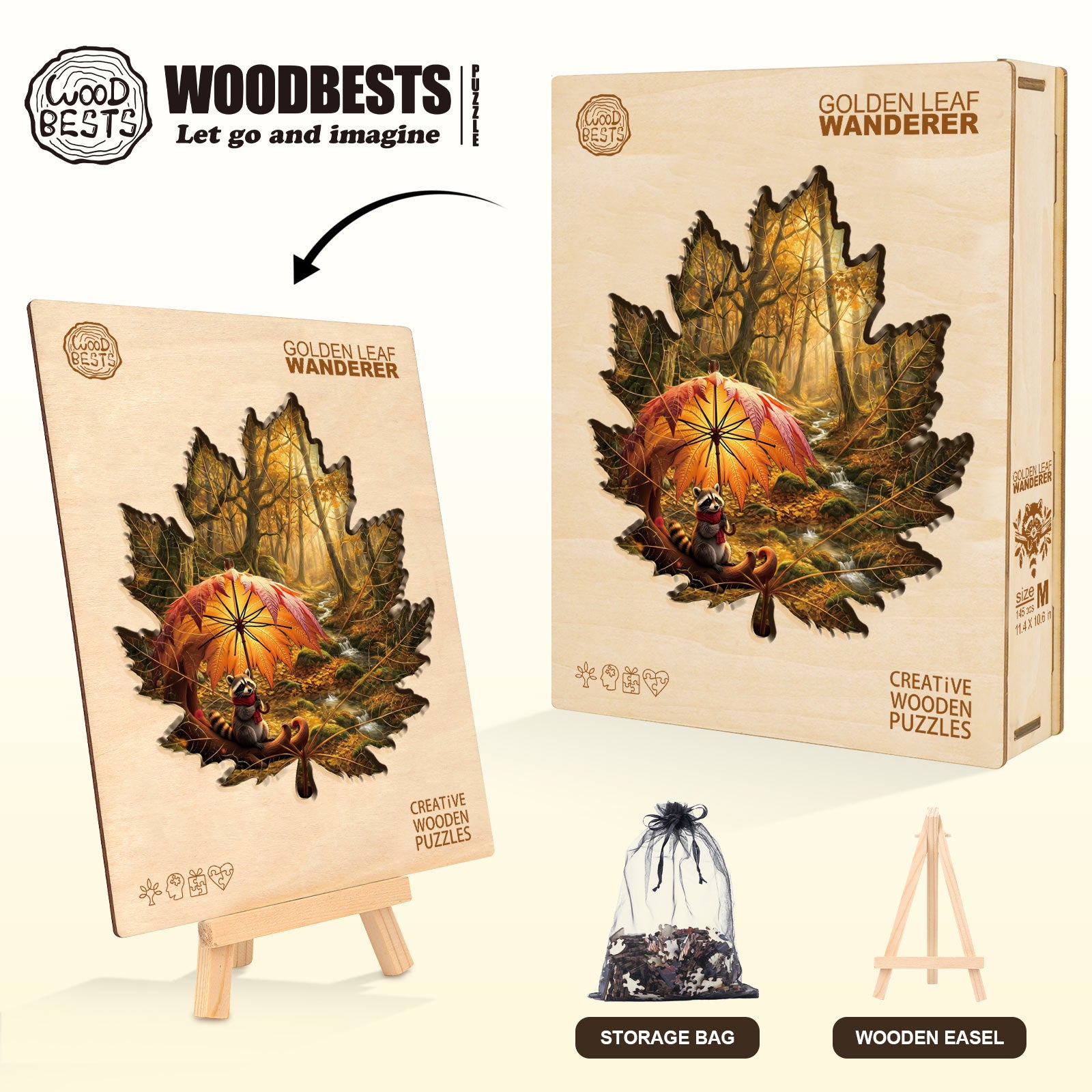 Golden Leaf Wanderer Wooden Jigsaw Puzzle