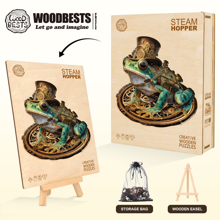 Steam Hopper Frog Wooden Jigsaw Puzzle
