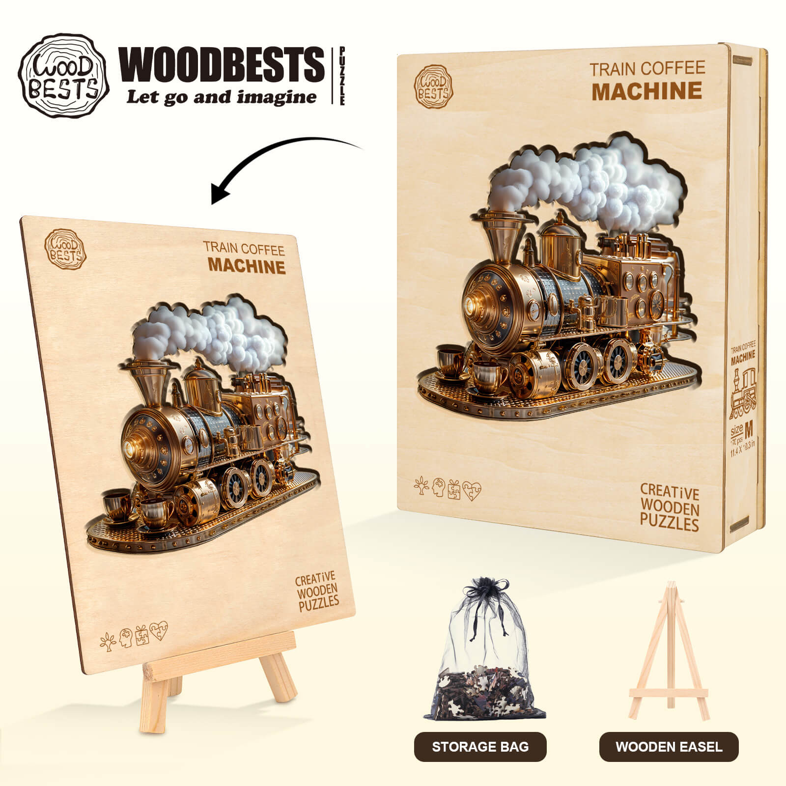 Zug-Kaffeemaschine Holz-Puzzlespiel
