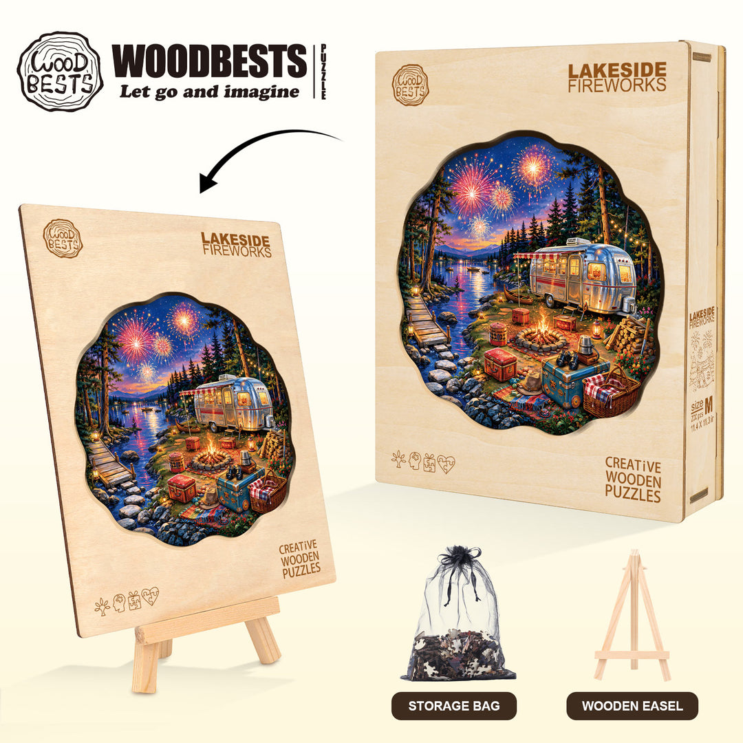 Lakeside Fireworks  Wooden Jigsaw Puzzle