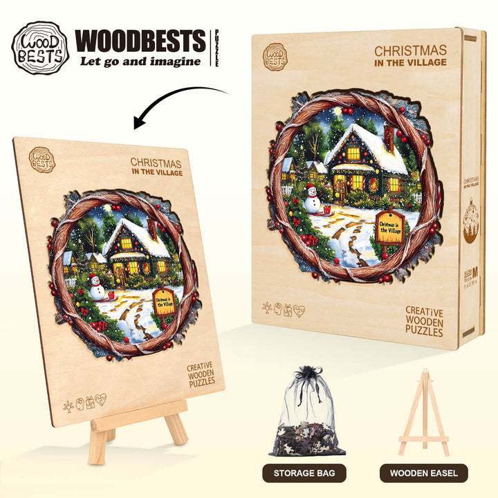 Christmas in the Village Wooden Jigsaw Puzzle