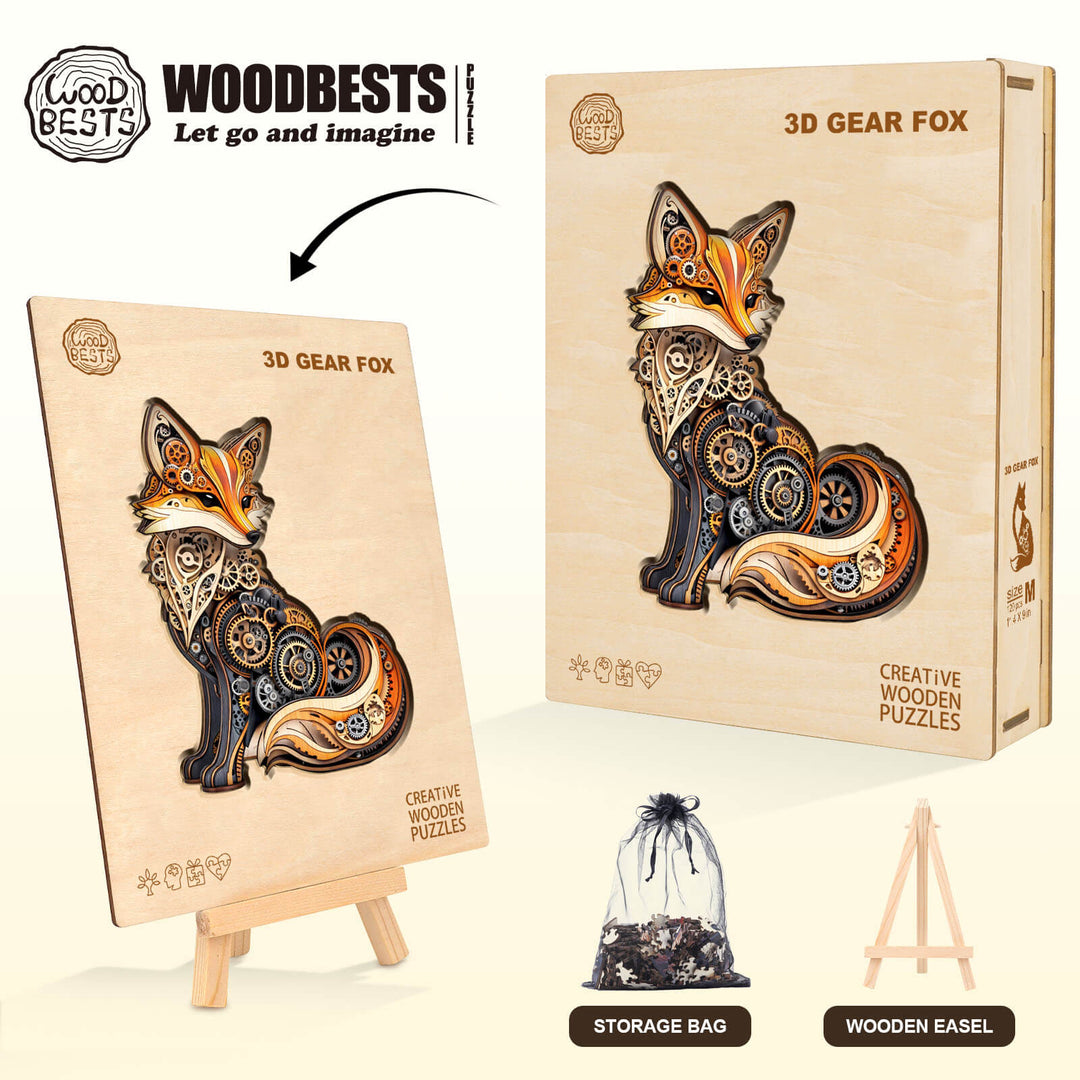 3D Gear fox Wooden Jigsaw Puzzle