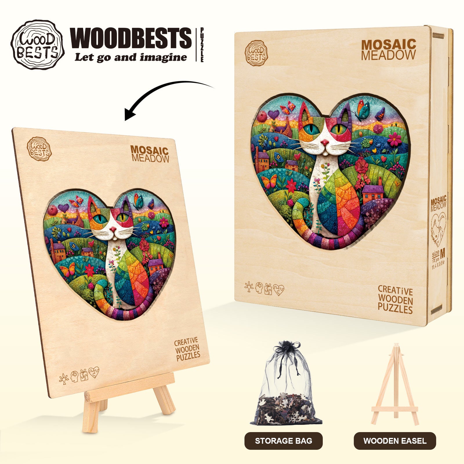 Mosaic Meadow Wooden Jigsaw Puzzle