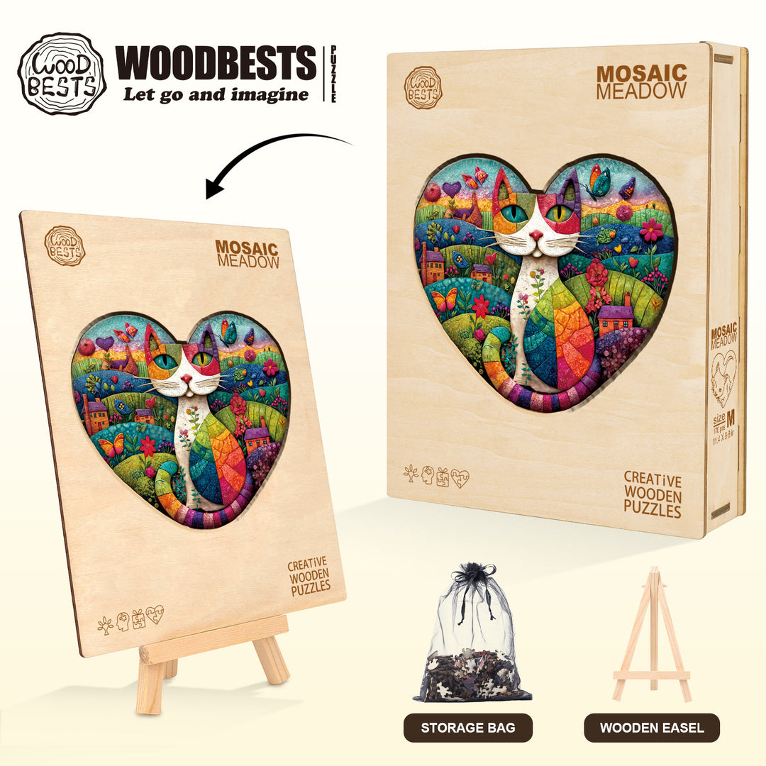 Mosaic Meadow Wooden Jigsaw Puzzle