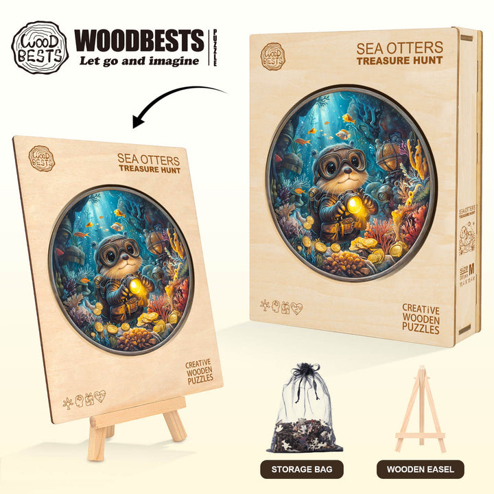 Puzzle en bois Chasse au trésor des loutres de mer