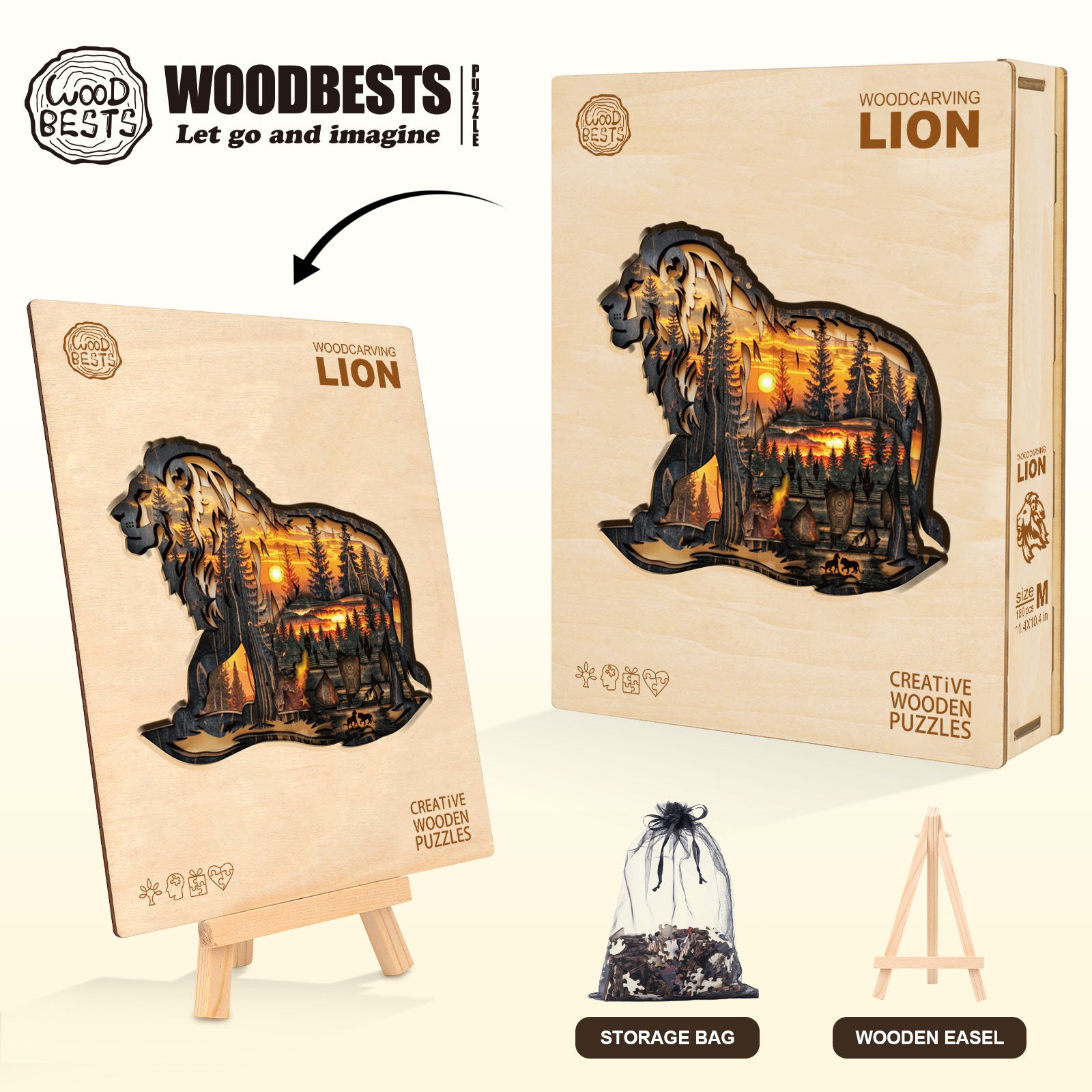 Puzzle en bois Lion sculpté