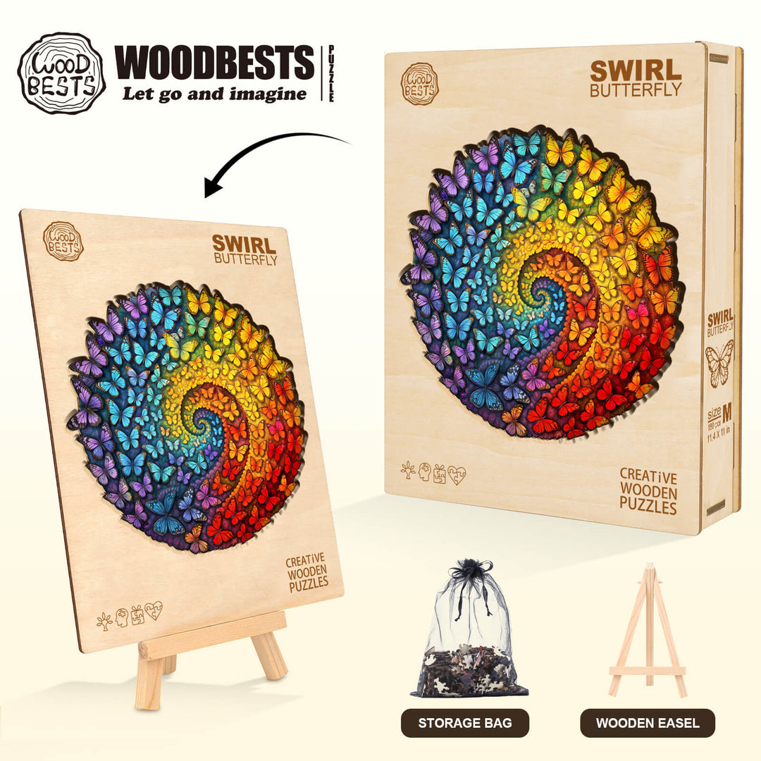 Swirl Butterfly Wooden Jigsaw Puzzle