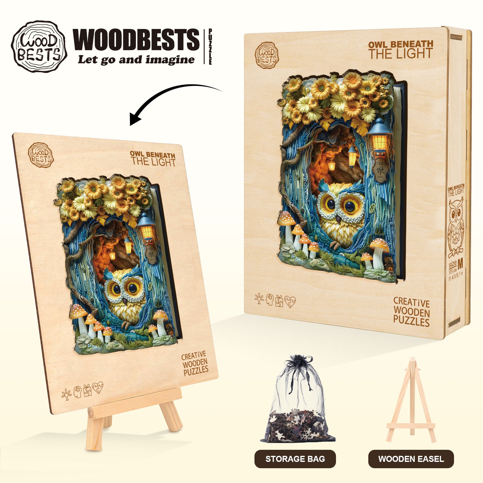 Puzzle en bois Hibou sous la lumière