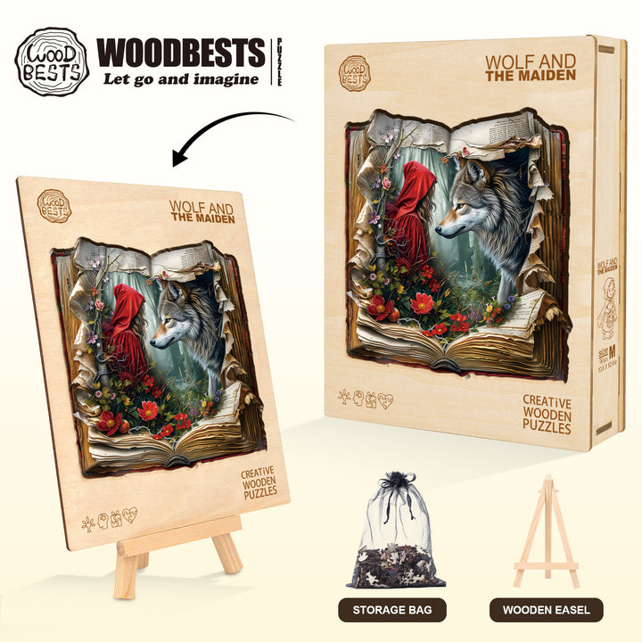 Wolf and the Maiden Wooden Jigsaw Puzzle