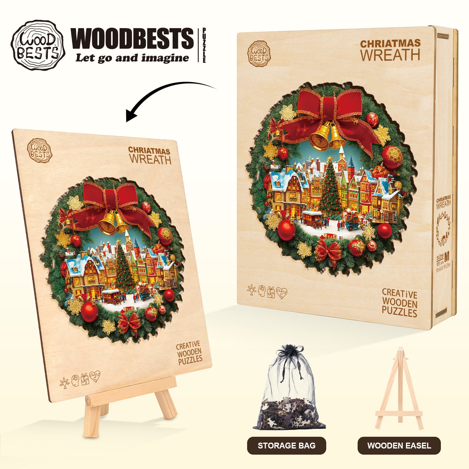 Christmas Wreath Wooden Jigsaw Puzzle