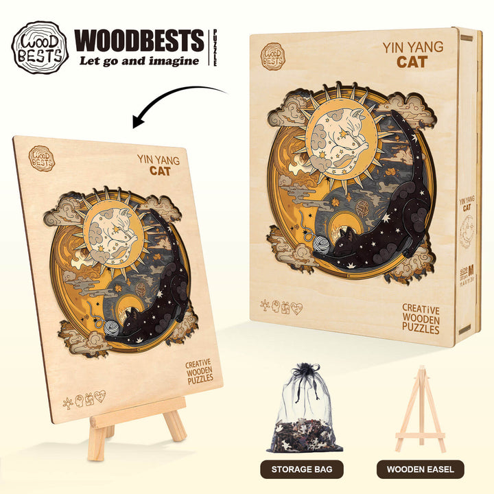Yin Yang Cat Wooden Jigsaw Puzzle