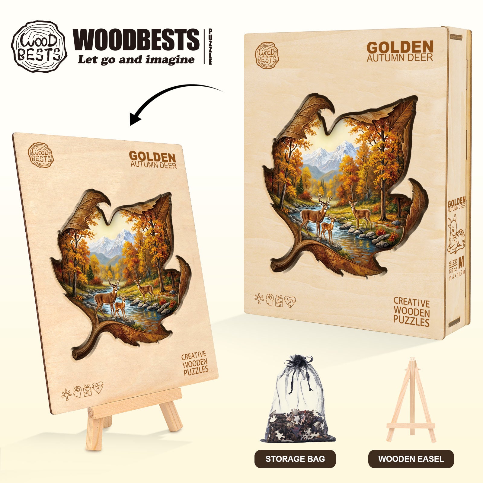 Golden Autumn Deer Wooden Jigsaw Puzzle