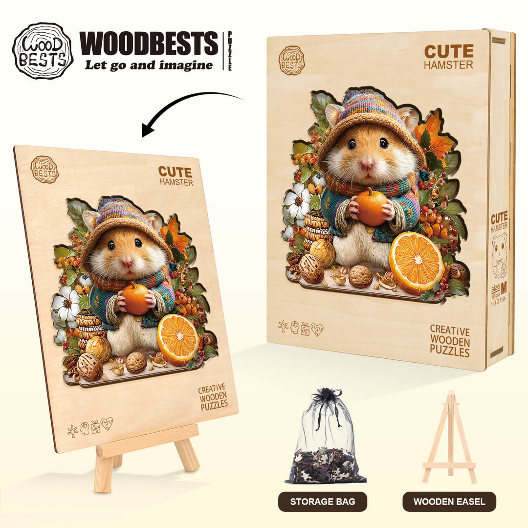 cute hamster Wooden Jigsaw Puzzle