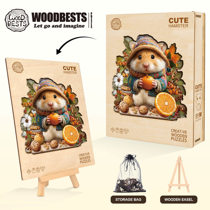 cute hamster Wooden Jigsaw Puzzle