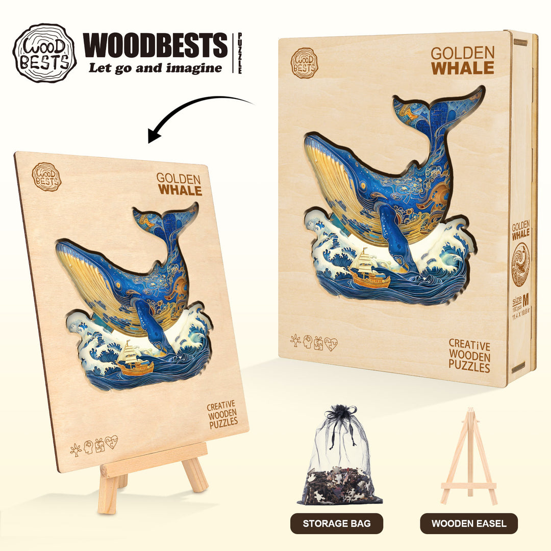 Golden Whale Wooden Jigsaw Puzzle