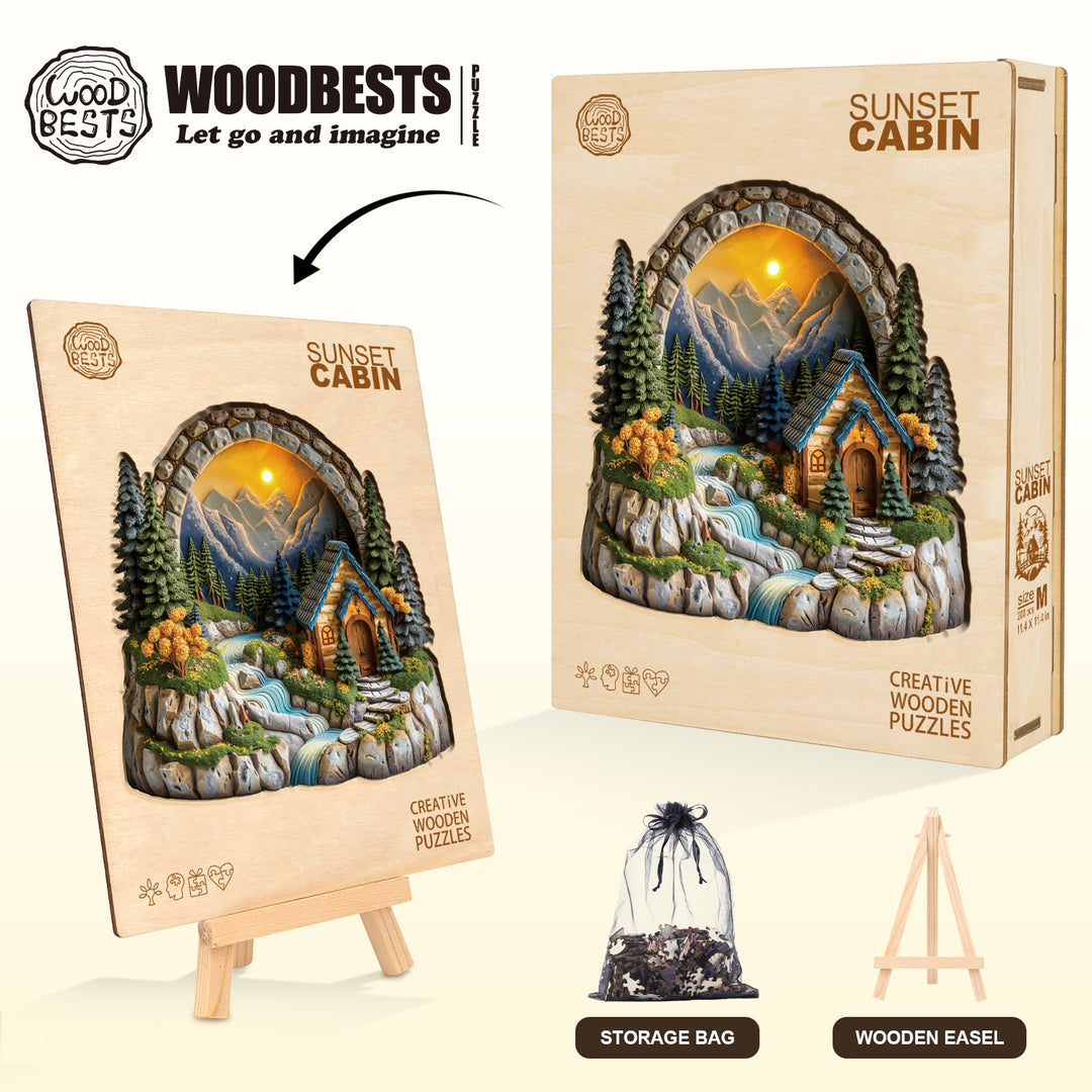 Sunset Cabin Wooden Jigsaw Puzzle