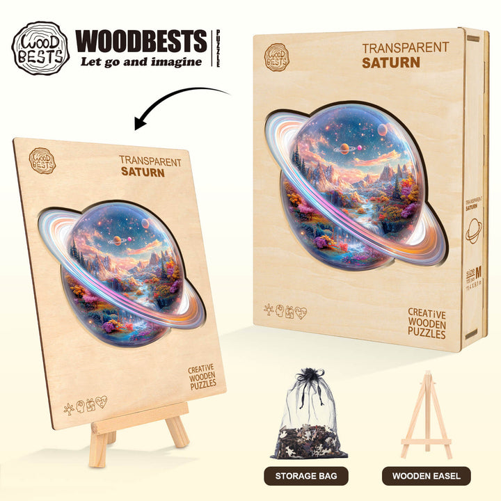 Rompecabezas de madera transparente de Saturno