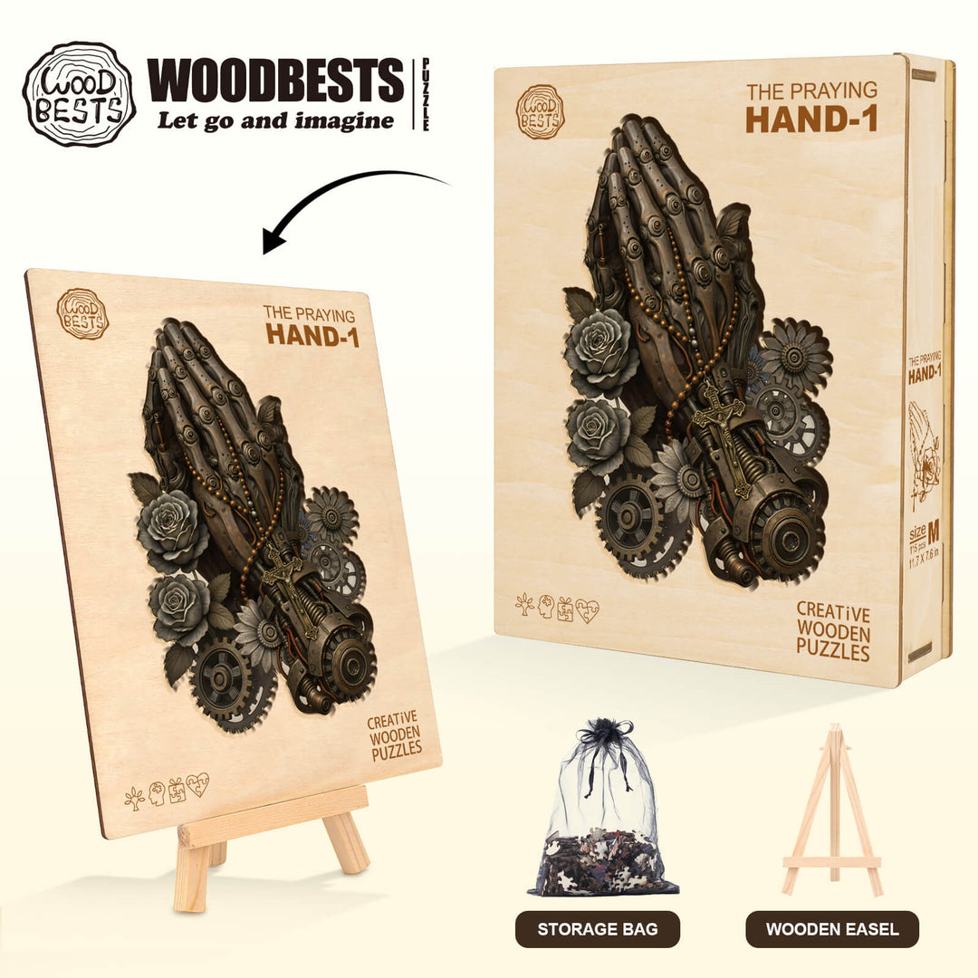 El Rompecabezas de Madera Manos en Oración-1