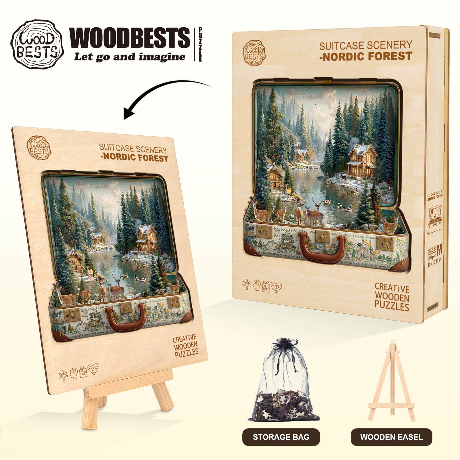 Suitcase scenery-Nordic forest Wooden Jigsaw Puzzle