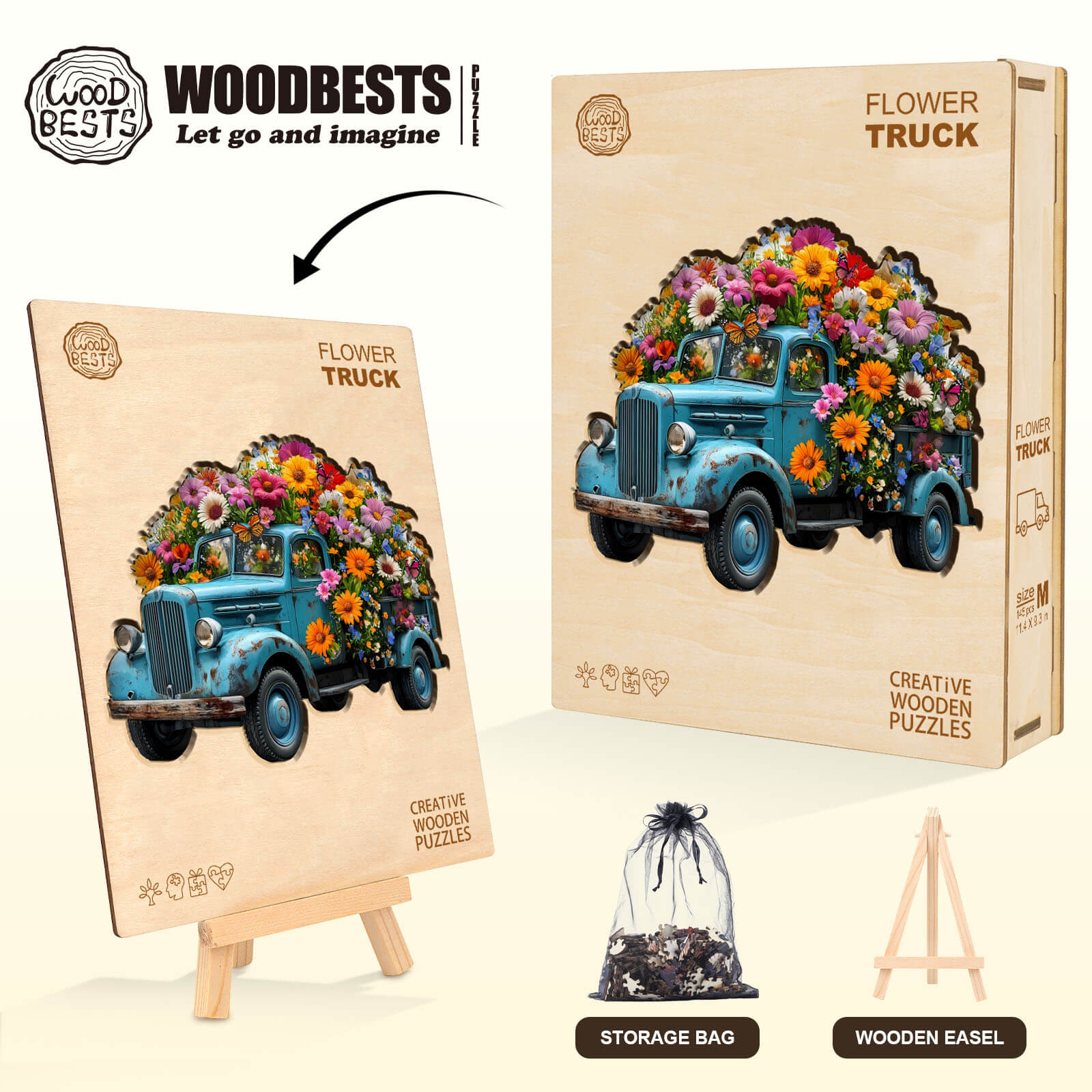 Puzzle en bois Camion de Fleurs