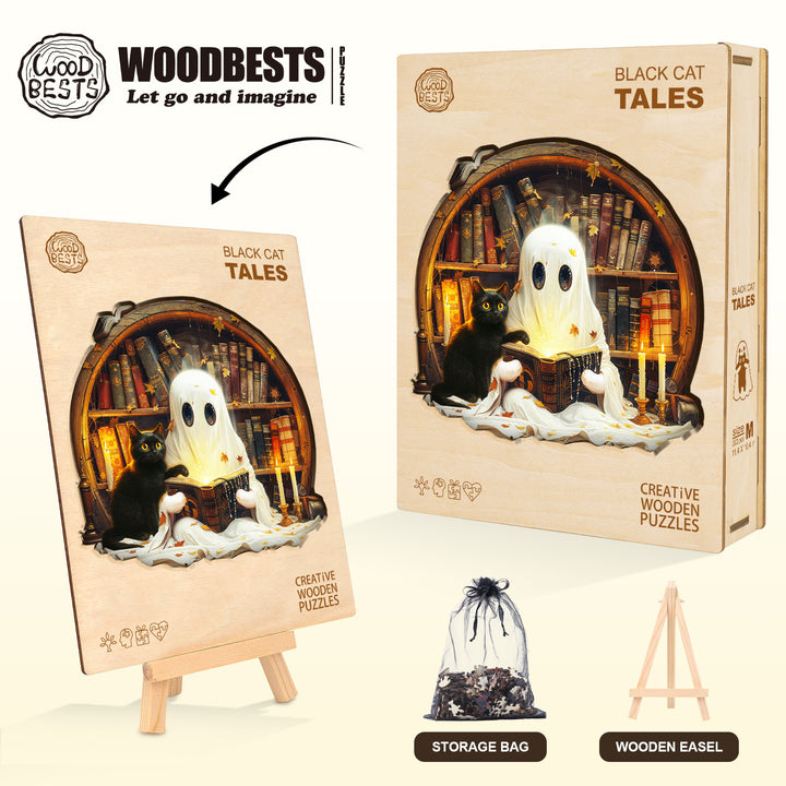 Black Cat Tales Wooden Jigsaw Puzzl