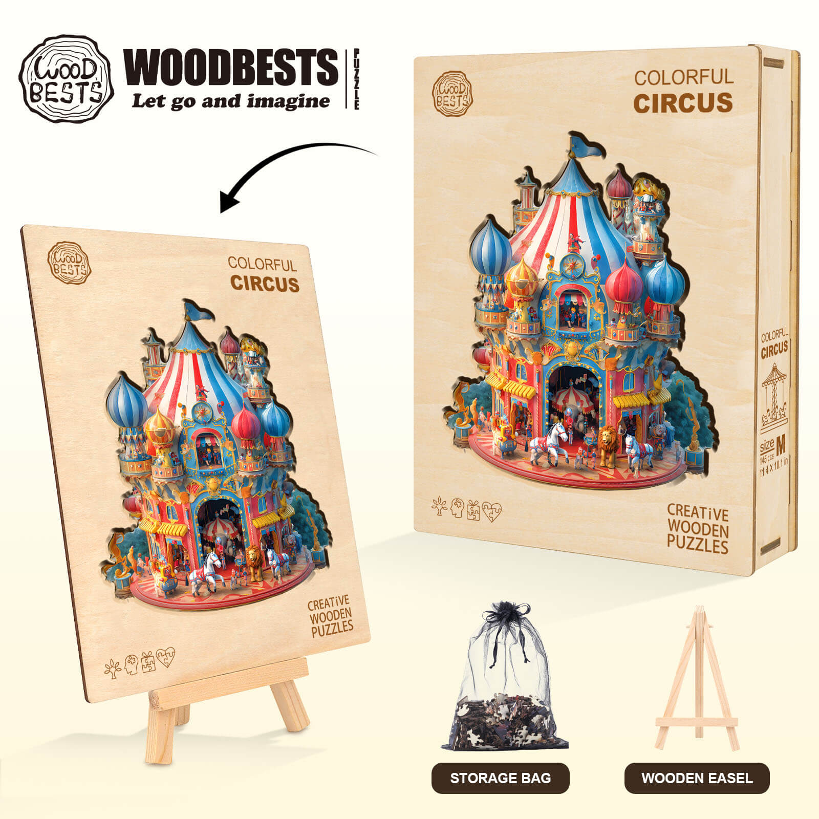 Buntes Zirkus-Holzpuzzle