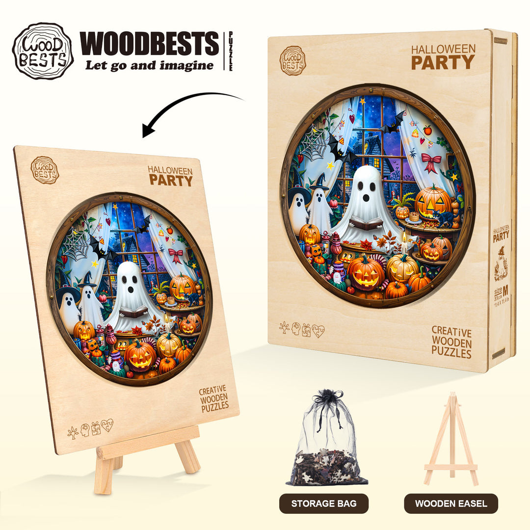 halloween party Wooden Jigsaw Puzzle