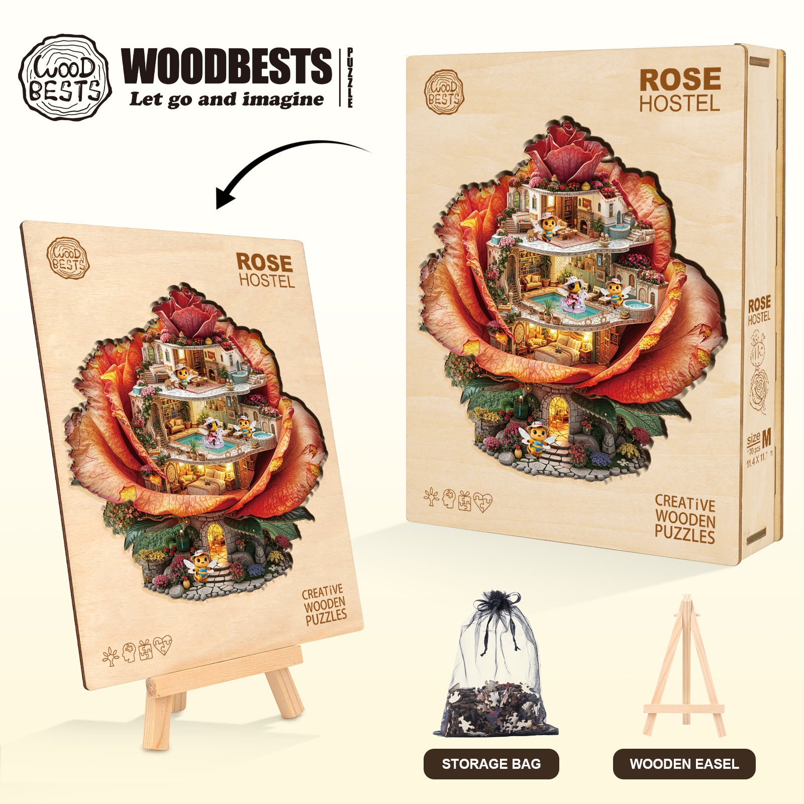 Puzzle en bois Auberge Rose