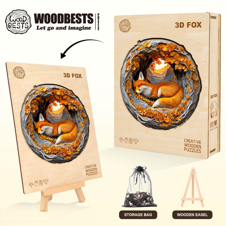 3D fox Wooden Jigsaw Puzzle
