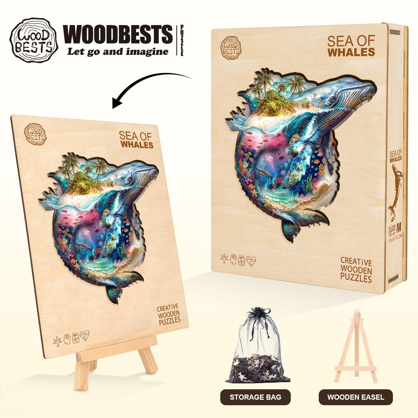 Puzzle en bois Mer de baleines
