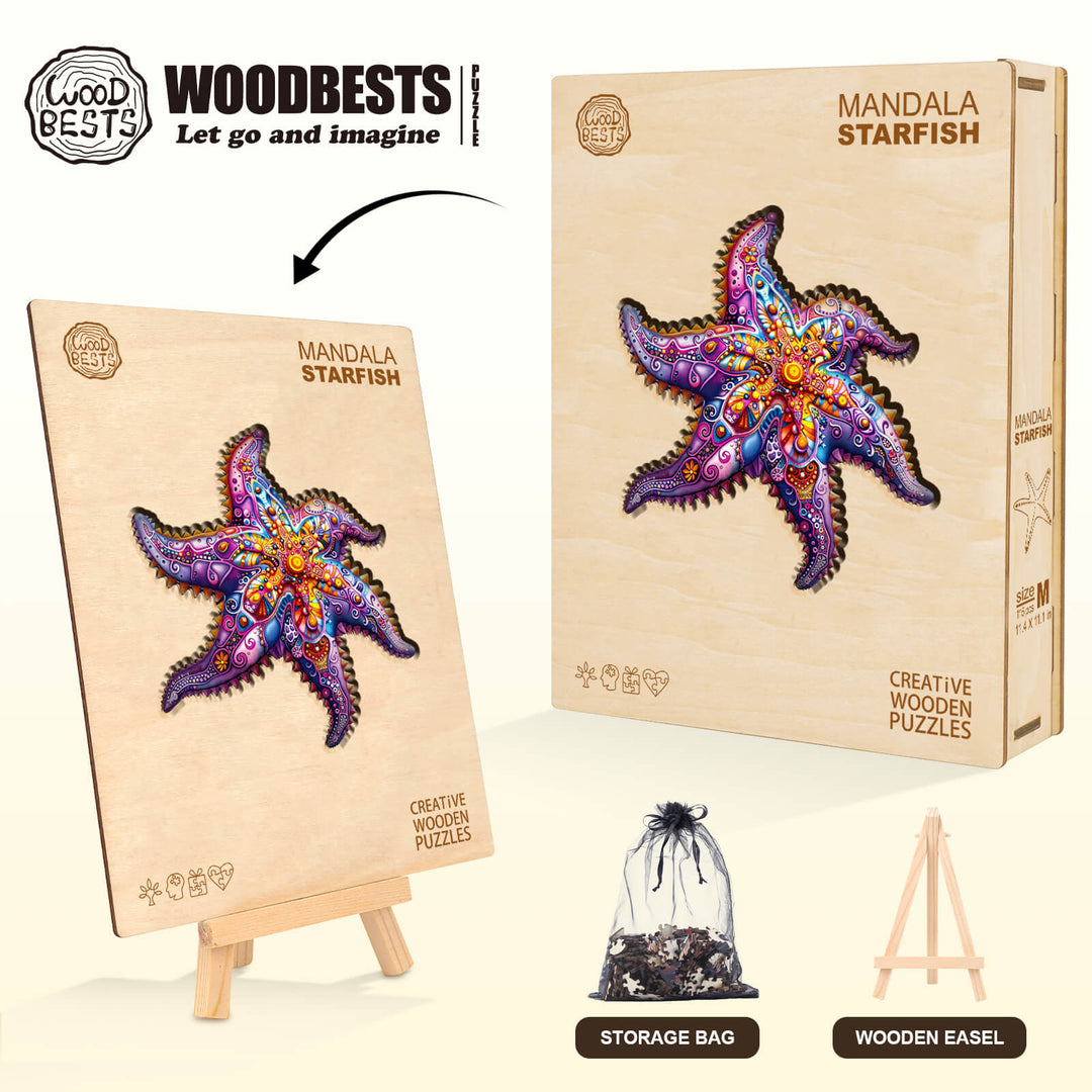 Mandala Starfish Wooden Jigsaw Puzzle